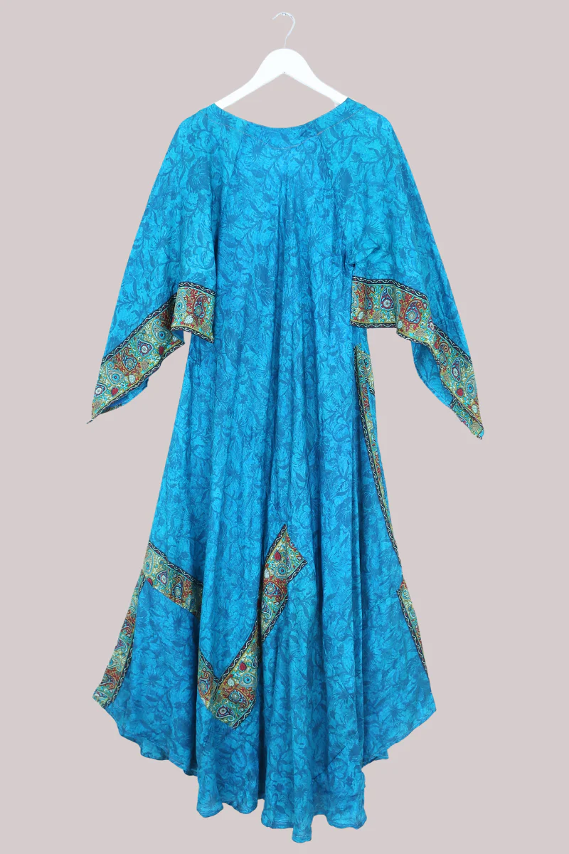 Goddess Pure Silk Dress - Aquamarine Pool Tiles - Size L - Image 3