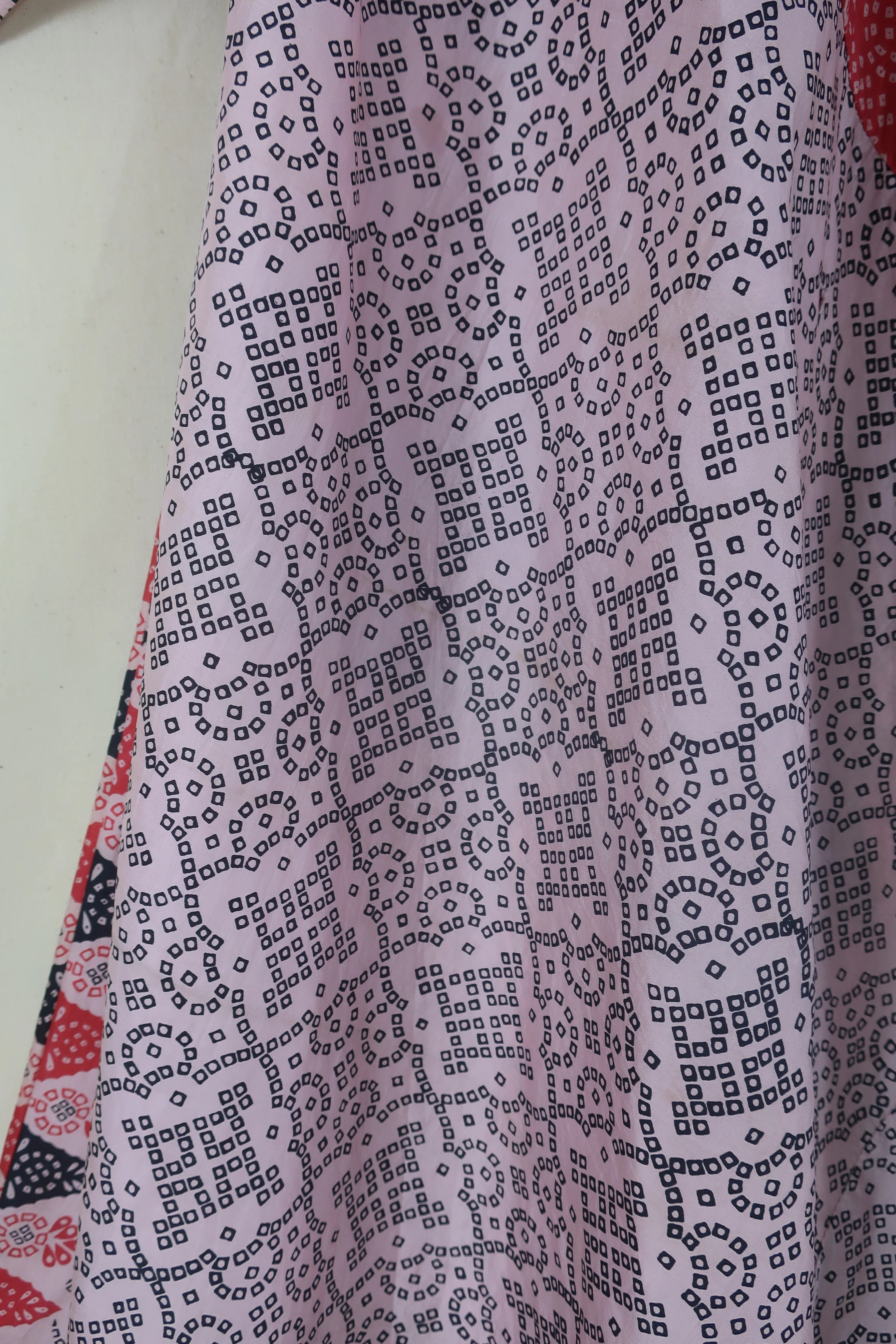 Goddess Dress - Strawberries and Cream Speckle Mandala - Indian Pure Silk Sari - Free Size - Image 6