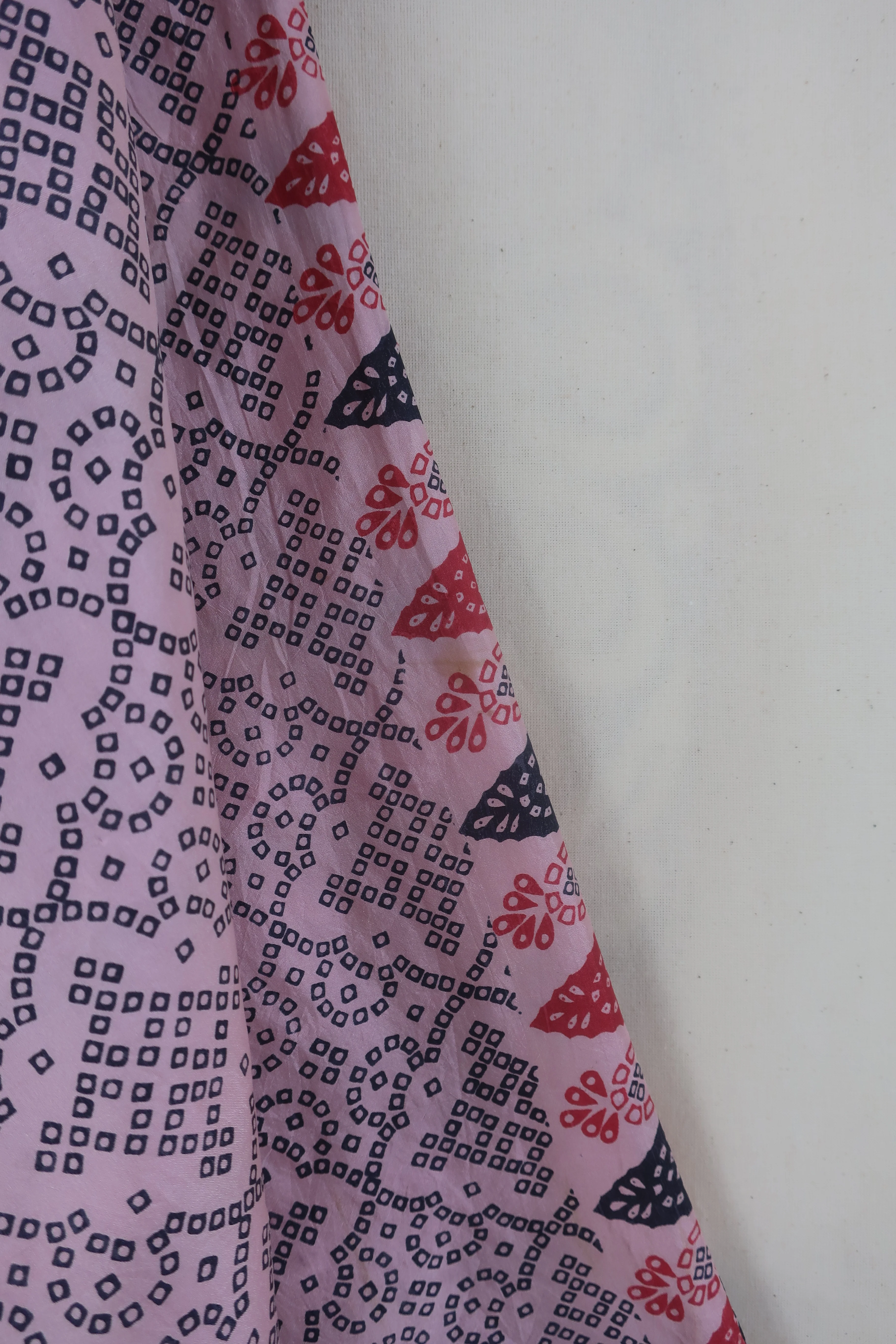 Goddess Dress - Strawberries and Cream Speckle Mandala - Indian Pure Silk Sari - Free Size - Image 8