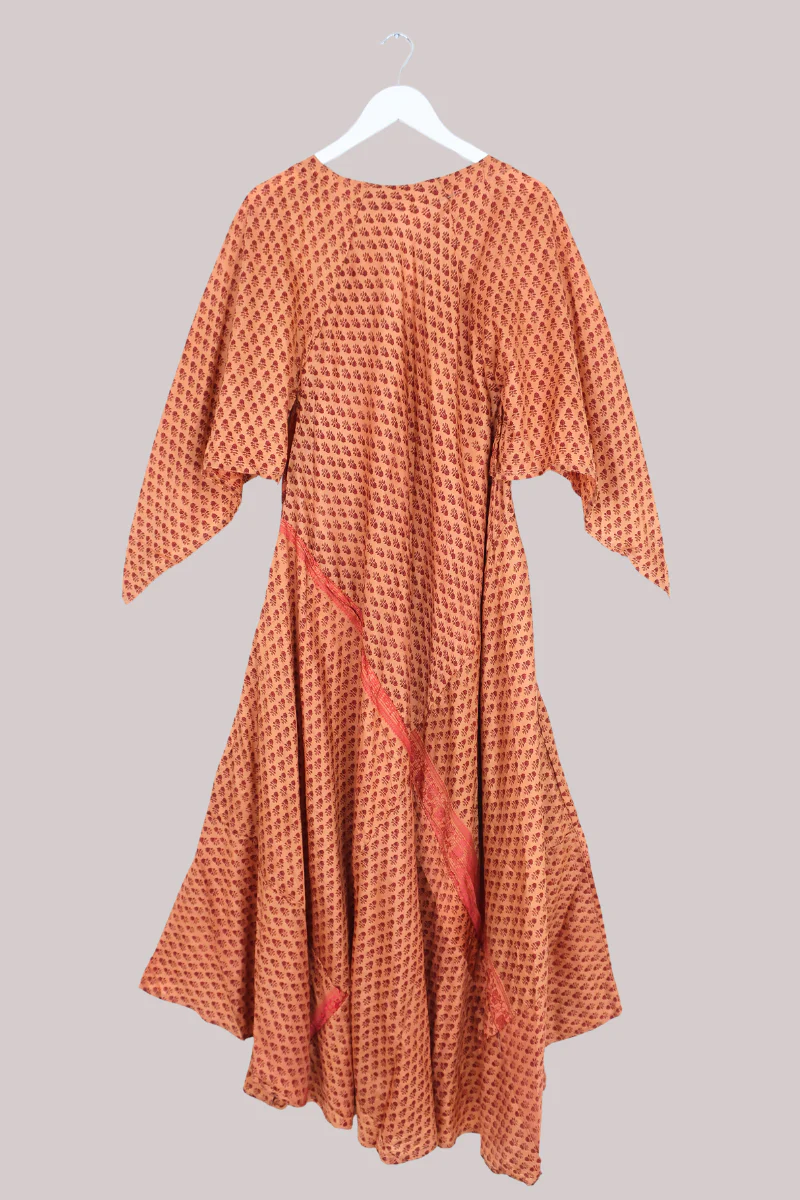 Goddess Pure Silk Dress - Embroidered Desert Flowers - Size M/L - Image 3