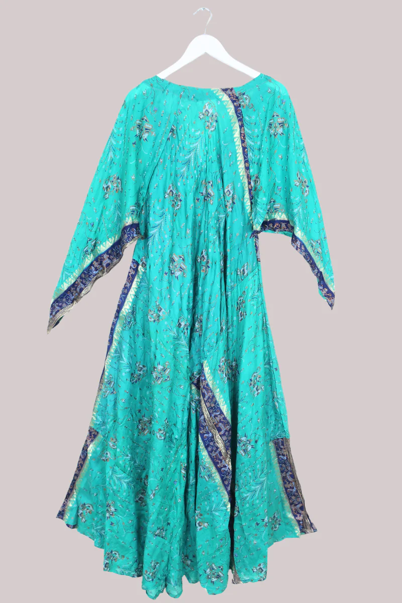 Goddess Pure Silk Dress - In The Lakes Blue - Size M/L - Image 3