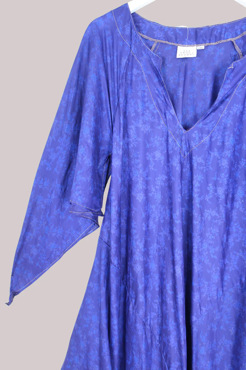 Goddess Pure Silk Dress - Marine Trench Blue - Size L - Image 2