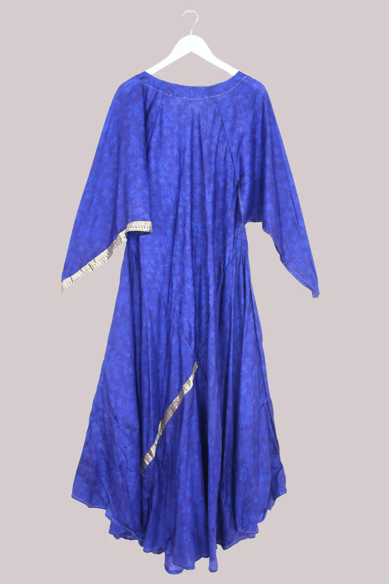 Goddess Pure Silk Dress - Marine Trench Blue - Size L - Image 3