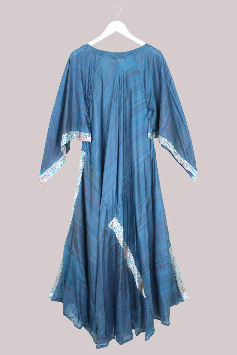 Goddess Pure Silk Dress - Silver Moon Blue - Size M/L - Image 3