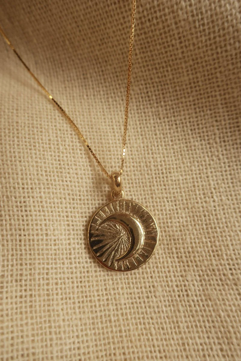 Gold Moon Beam Charm Necklace - Image 2