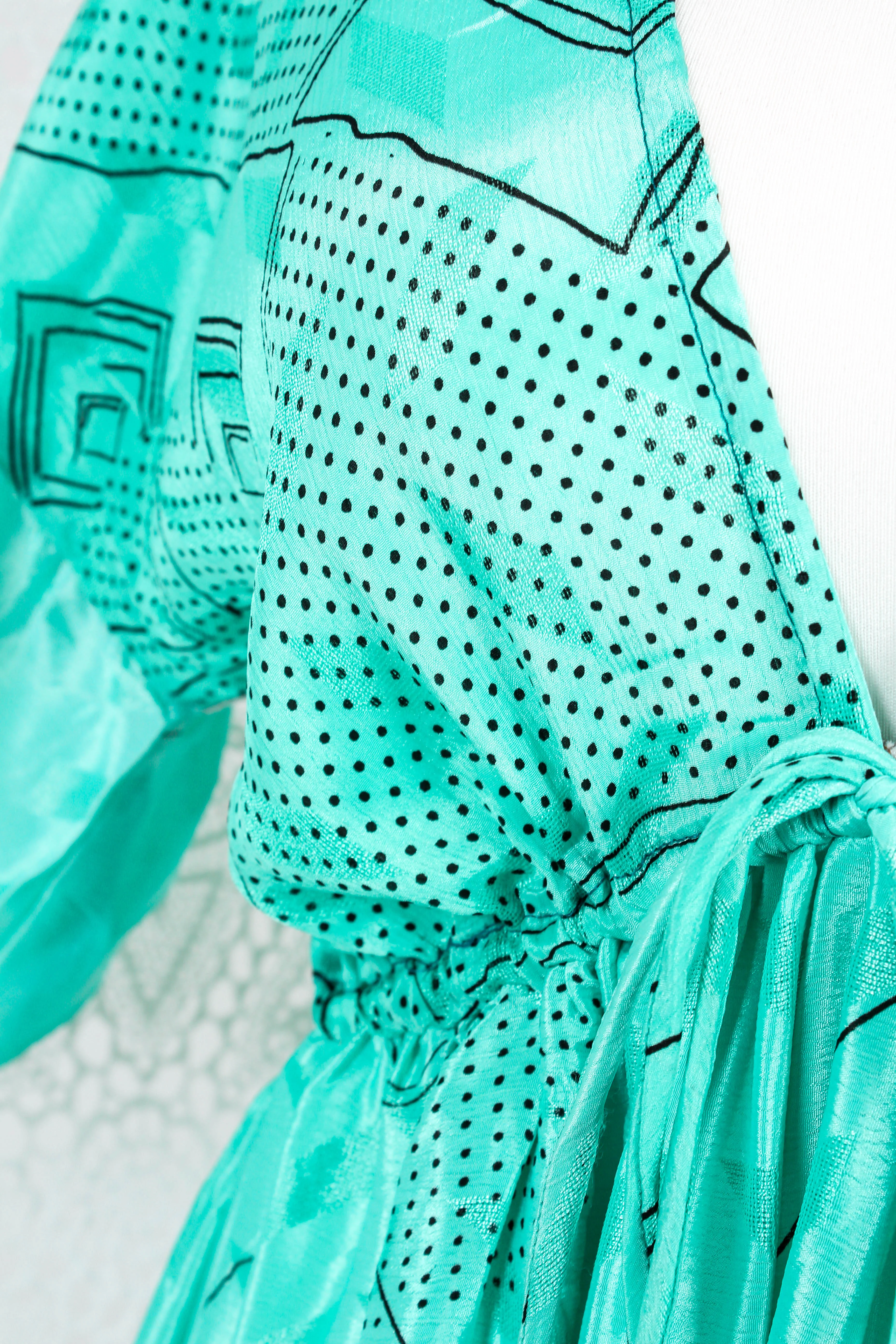 Gypsophila Mini Dress - Vintage Indian Sari -  Sheer Seafoam Green - M/L - Image 4