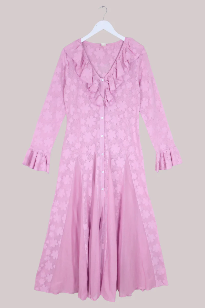 Harriet Lace Robe Dress in Fantasy Pink Daisies - Image 2