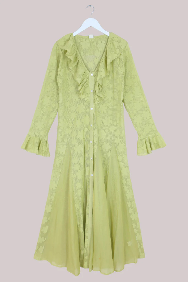 Harriet Lace Robe Dress in Wish Green Daisies - Image 2