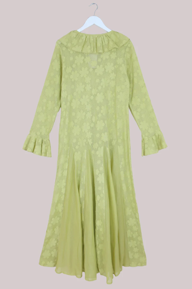 Harriet Lace Robe Dress in Wish Green Daisies - Image 5