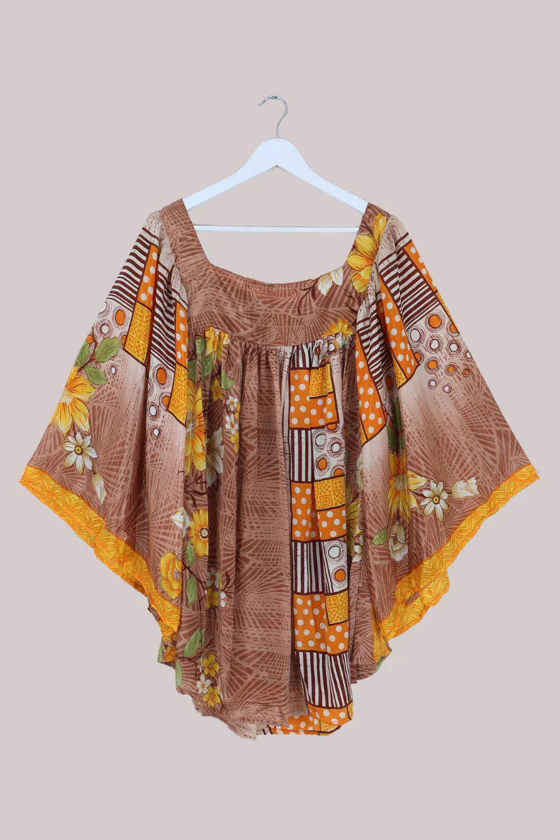 Honey Top in Patchwork Of Sunflowers - Free Size - Image 3