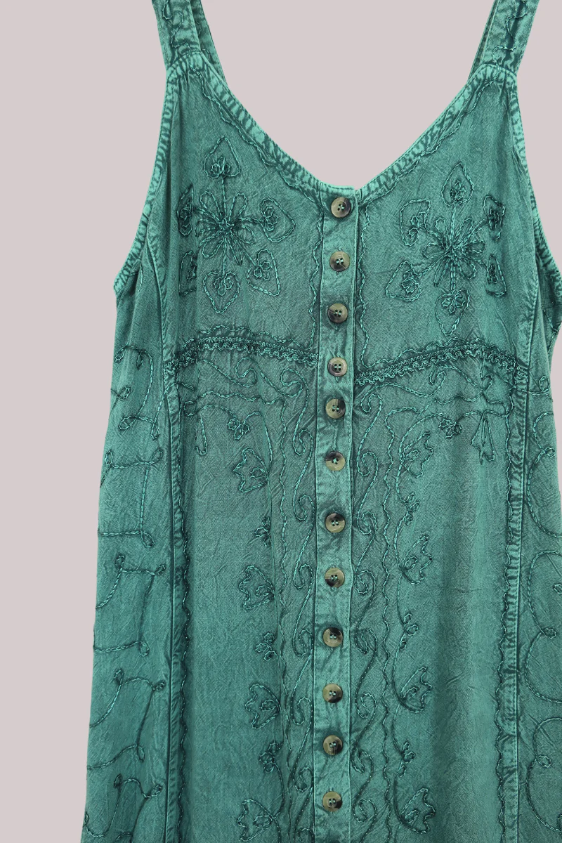 Indian Button-Up Maxi Sundress in Calypso Blue - Image 2
