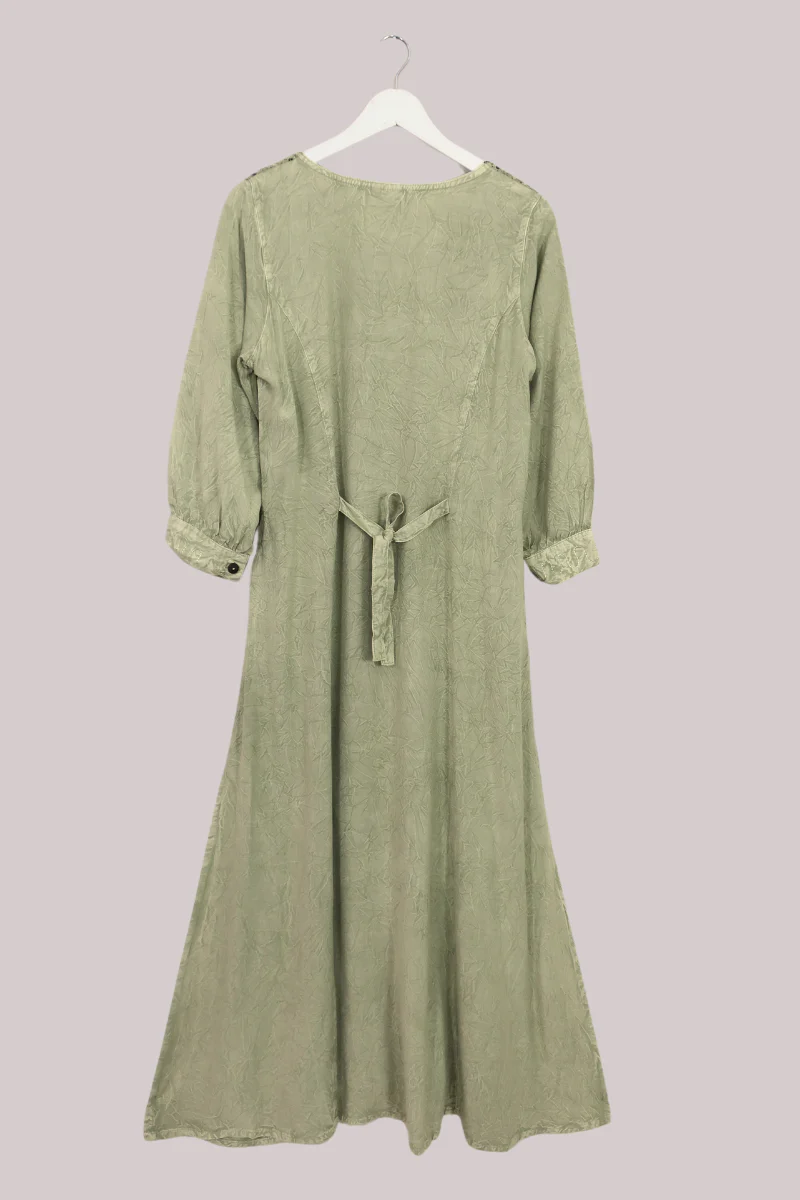 Indian Embroidered Half-Sleeve Maxi in Dusty Sage Floral - Image 5