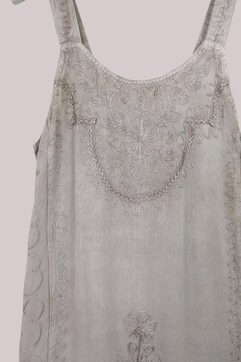 Indian Embroidered Strappy Maxi in Maple White - Image 2
