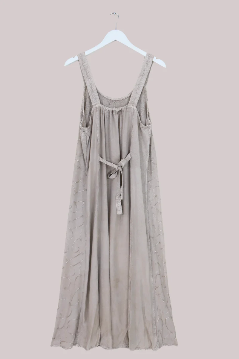 Indian Embroidered Strappy Maxi in Maple White - Image 3