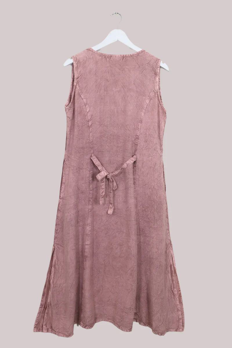Embroidered Sleeveless Kaftan Midi in Heather Pink Floral - Image 5