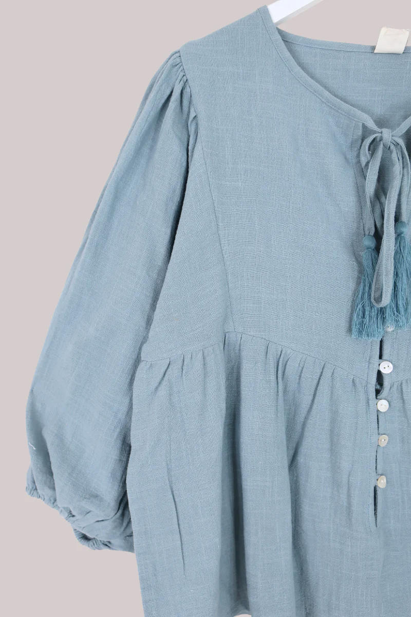 Iris Folk Top in Quill Blue - Image 4