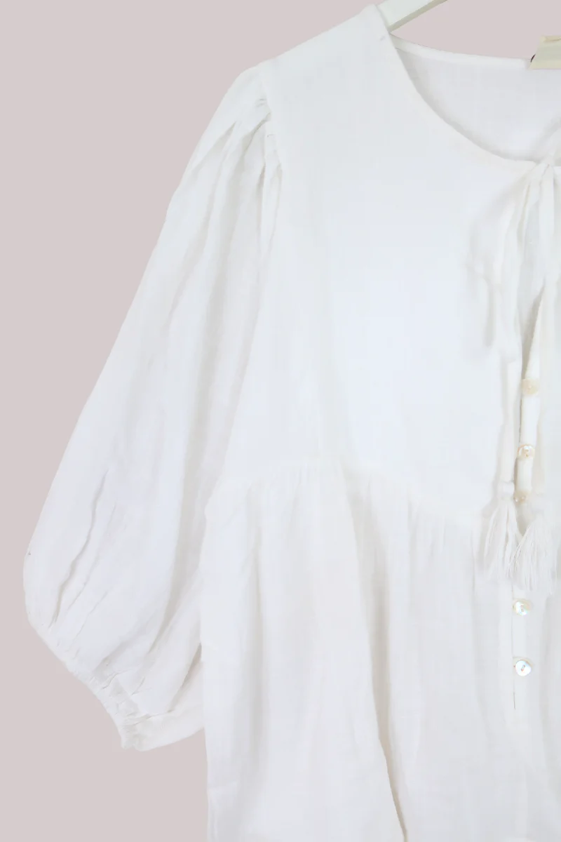 Iris Folk Top in Salt White - Image 4