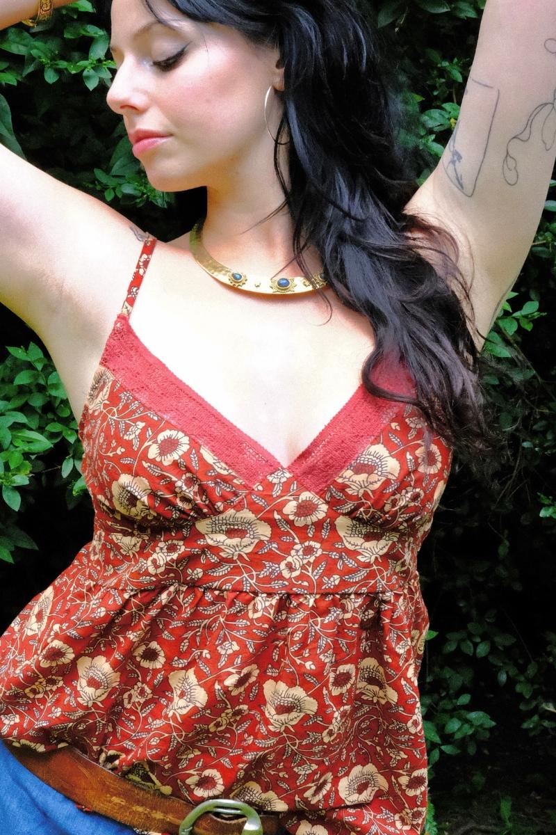 Isobel Cami Top in Poppy Red Block Print Floral - Image 3