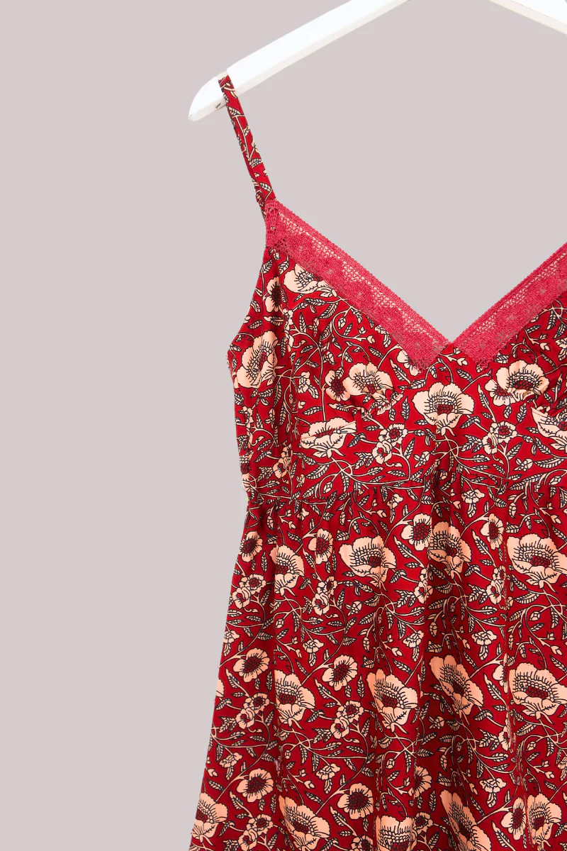 Isobel Maxi Dress in Poppy Red Block Print Floral - Image 4