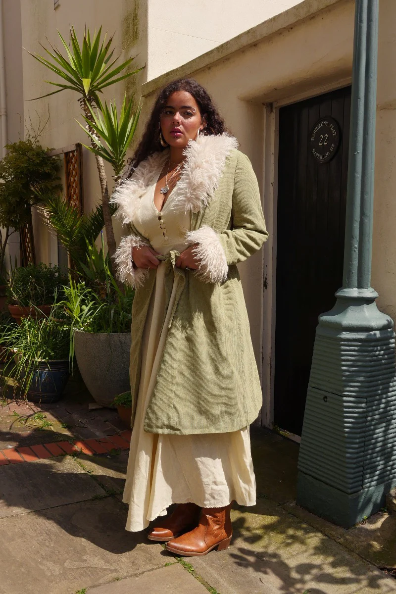 Janis Penny Lane Coat in Agate Green Corduroy - Image 3