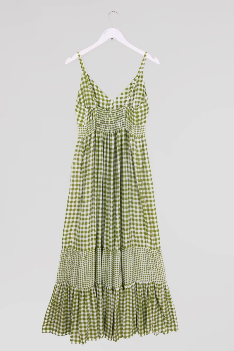 Jessie Maxi Dress in Apple Green Gingham - Image 4