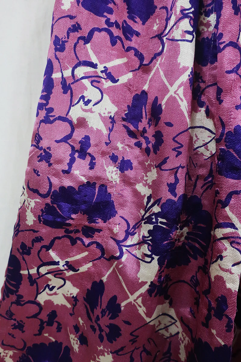 Joni High Waisted Flares - Vintage Sari - Deep Blush Shimmer - Free Size M/L - Image 6