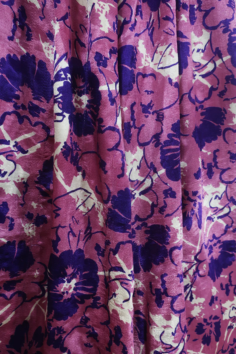 Joni High Waisted Flares - Vintage Sari - Deep Blush Shimmer - Free Size M/L - Image 7