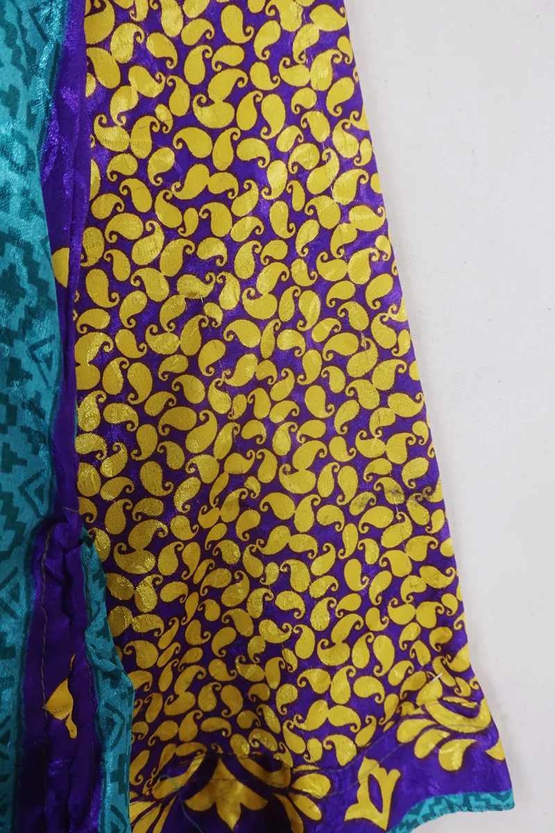 Jude Tunic Top - Violet & Gold Paisley Shimmer - Vintage Indian Sari - Size M/L - Image 5