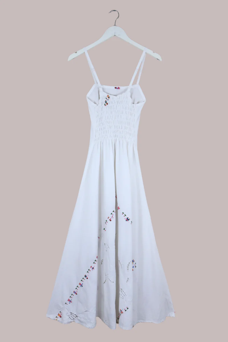 Juliet Vintage Tablecloth Maxi Dress in Spring Harvest Festival - Image 3