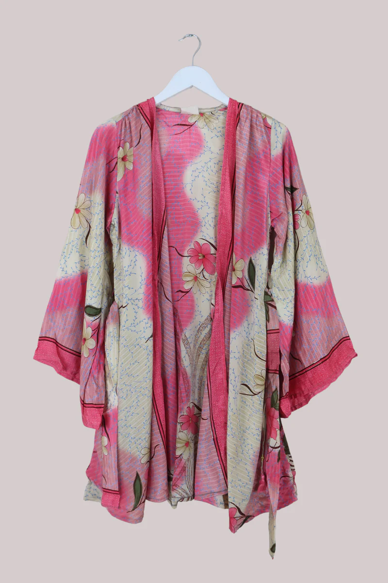 Karina Vintage Sari Jacket - Cherry Blossom Pink - Size M/L - Image 3