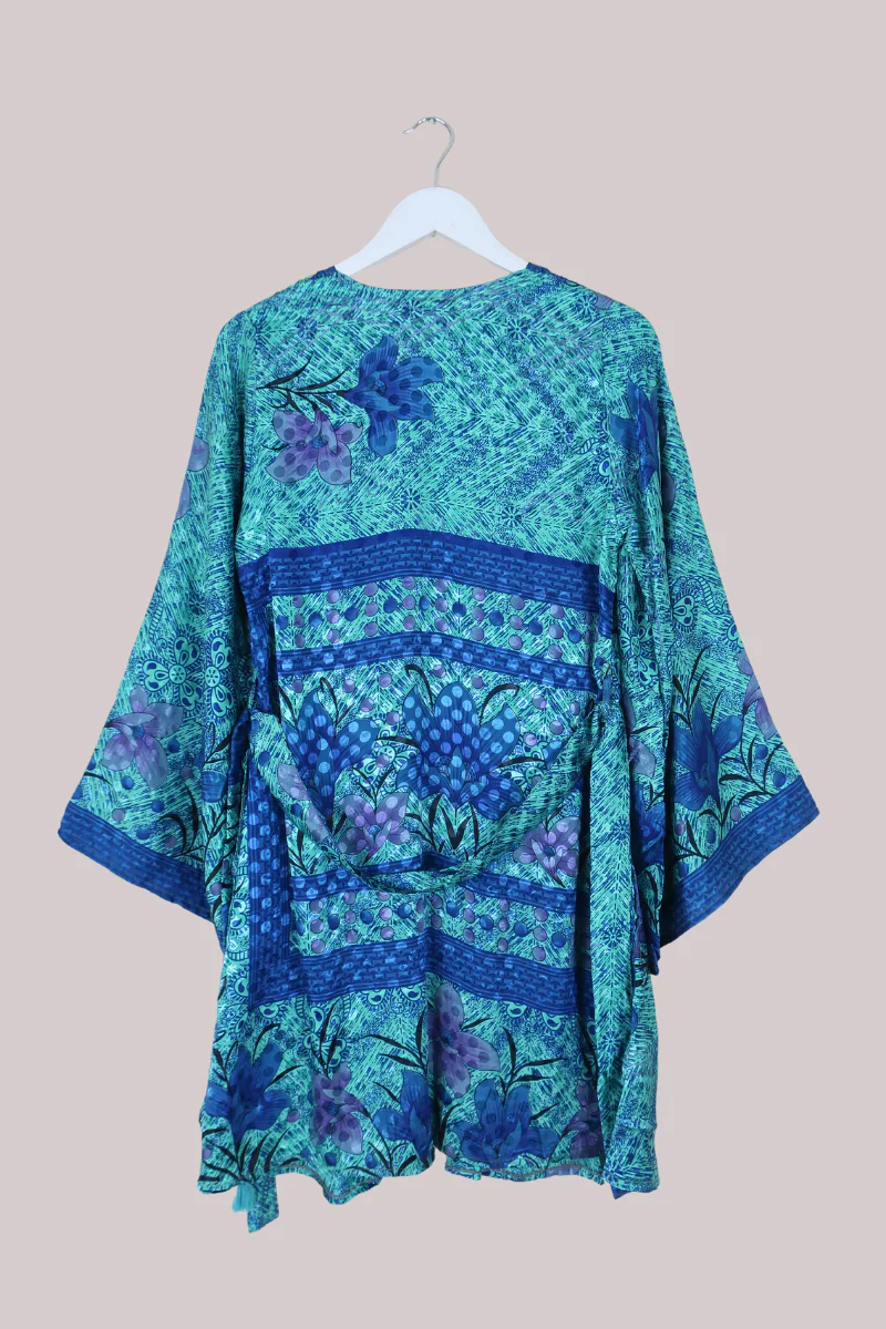Karina Vintage Sari Jacket - Flowers of the Lake - Size M/L - Image 4