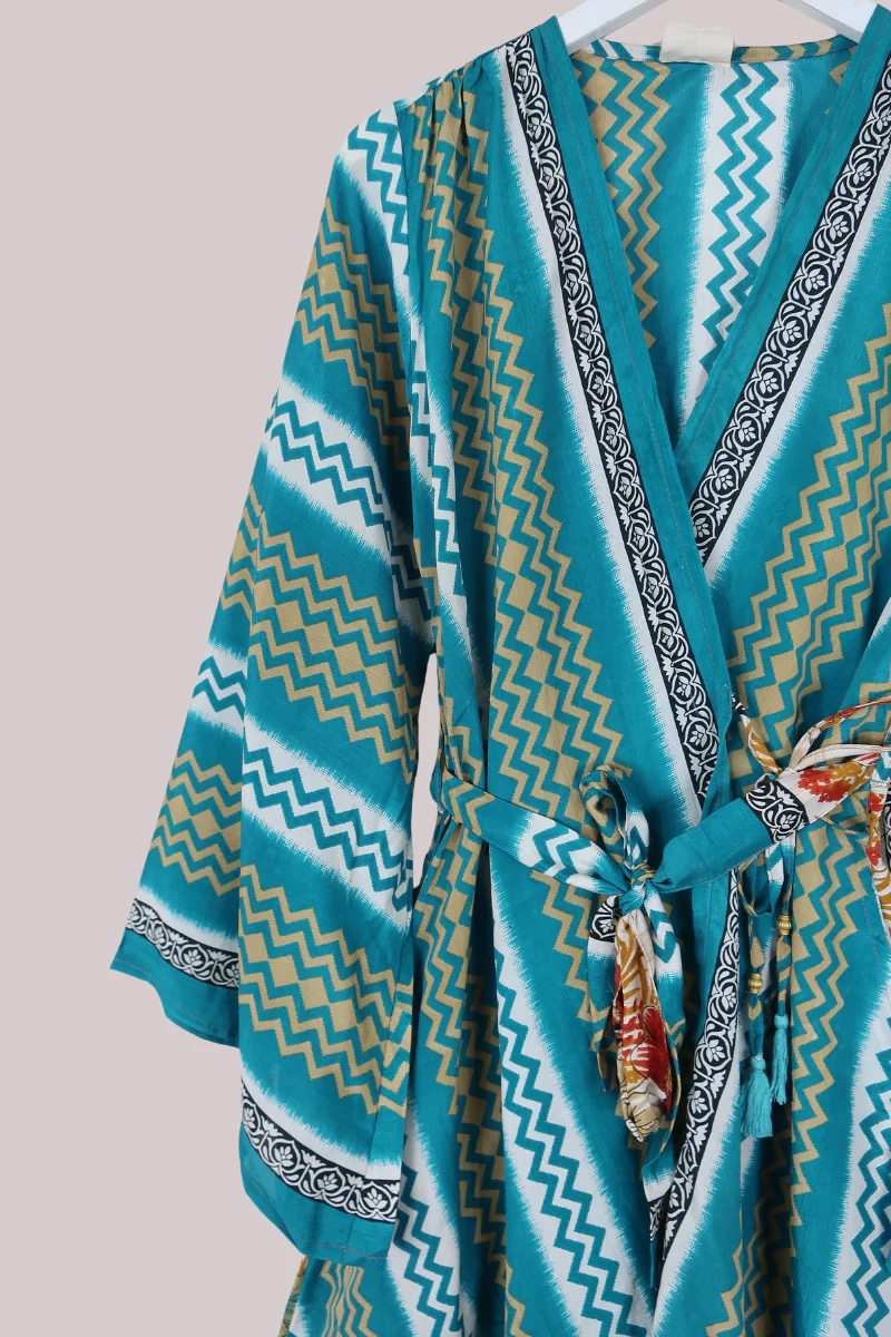 Karina Vintage Sari Jacket - Zig-Zags in the Sand - Size M/L - Image 2