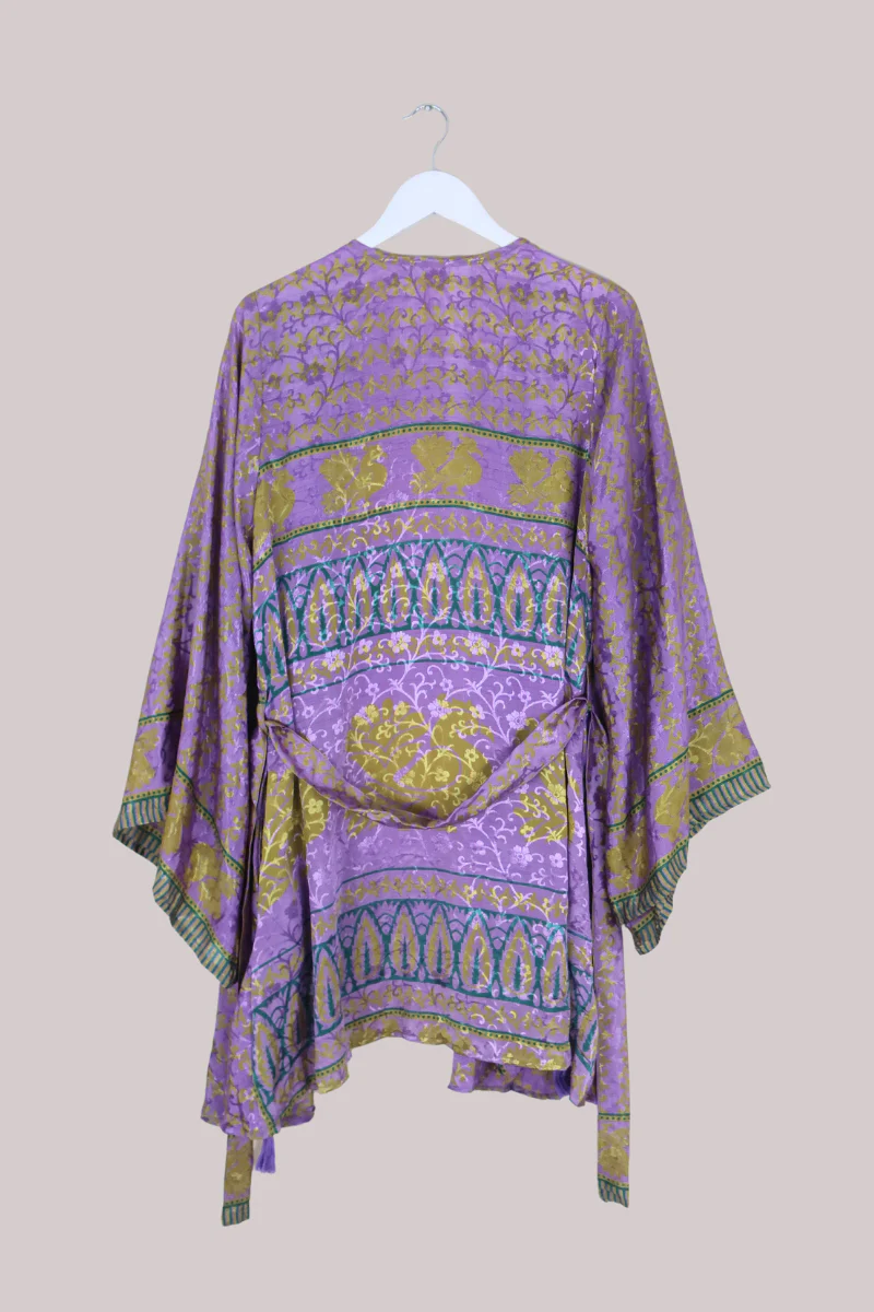 Karina Vintage Sari Jacket - Lavender Cockerels - Size XXL - Image 4