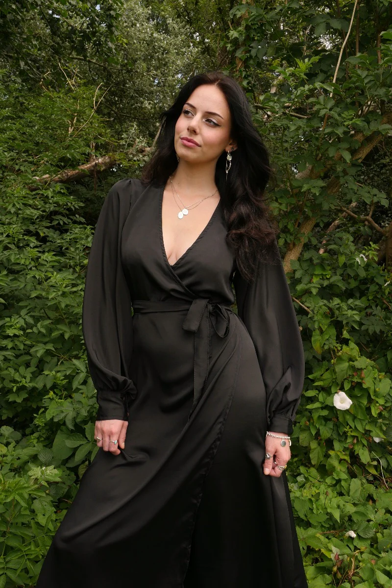 Khroma Lola Wrap Dress in Vampy Black - Image 7