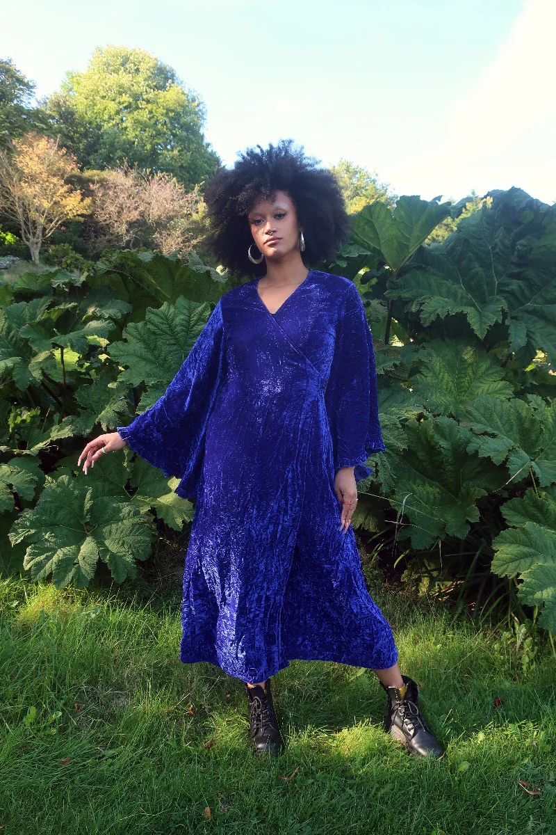Khroma Venus Maxi Dress in Regal Blue Crushed Velvet - Image 5