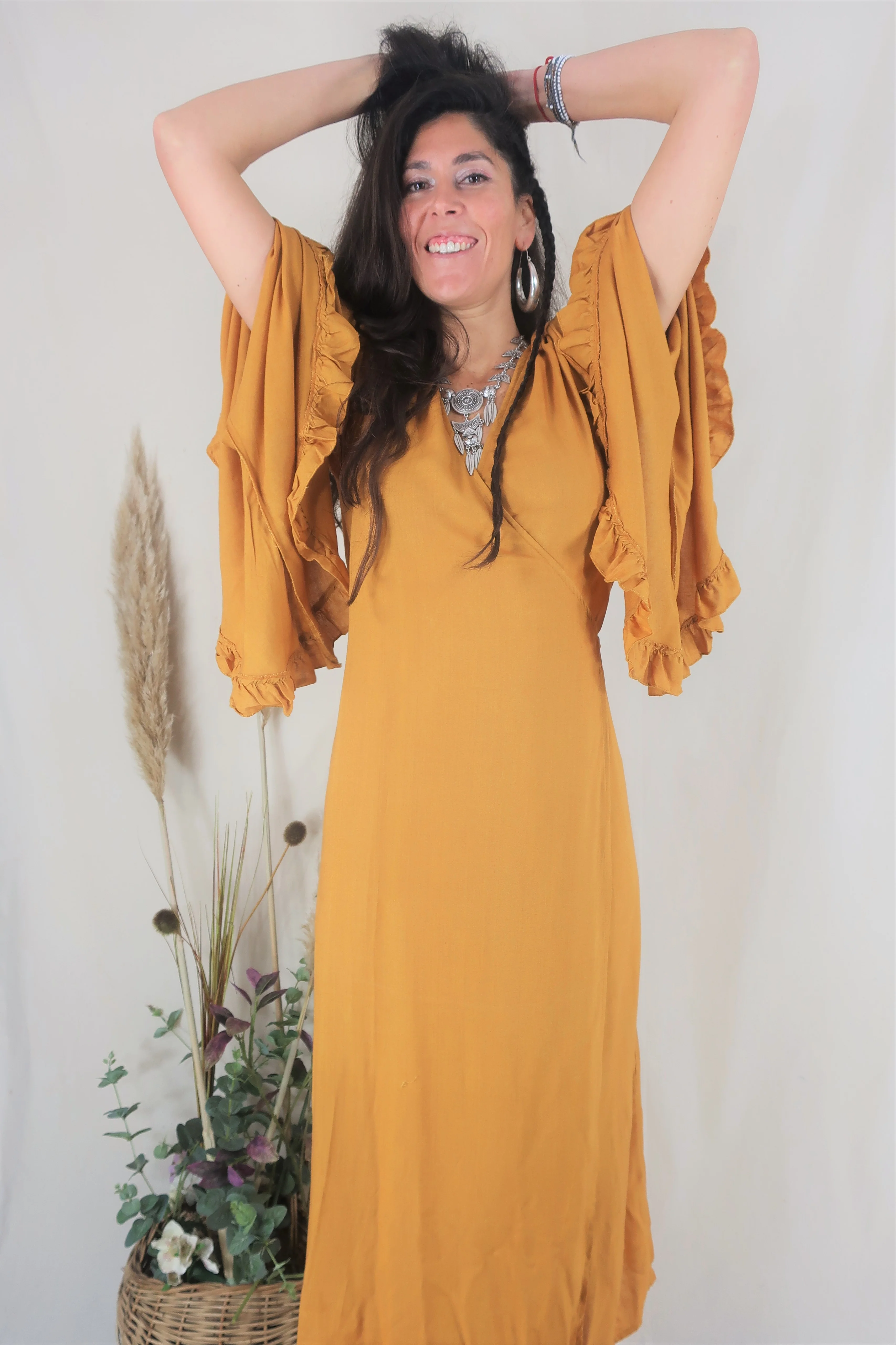 Khroma Venus Maxi Dress in Mustard Yellow - Image 3