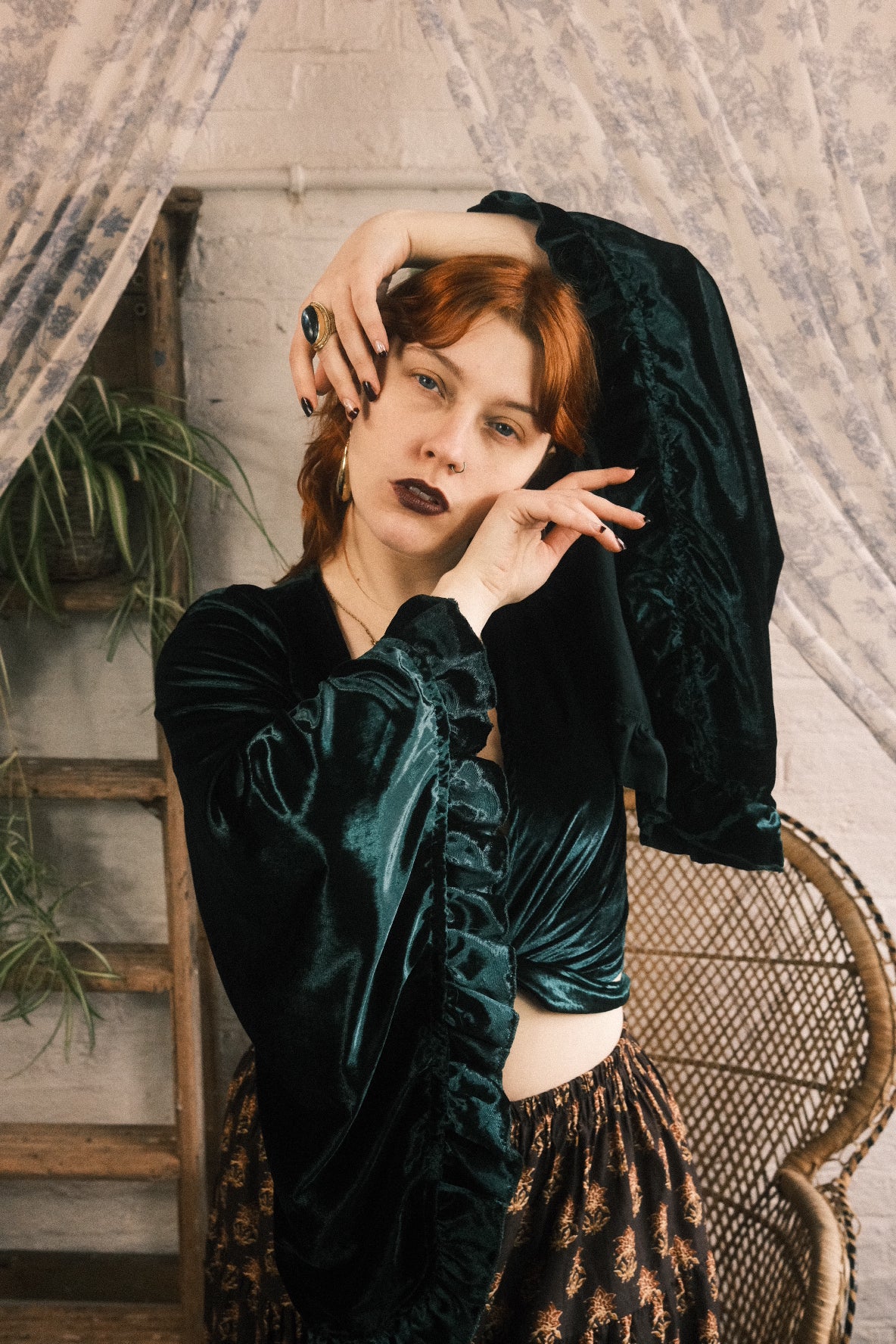 Khroma Venus Wrap Top in Diesel Green Ice Velvet