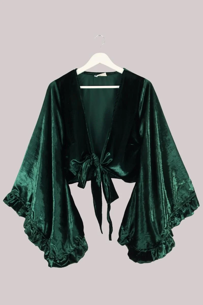 Khroma Venus Wrap Top in Diesel Green Ice Velvet - Image 2