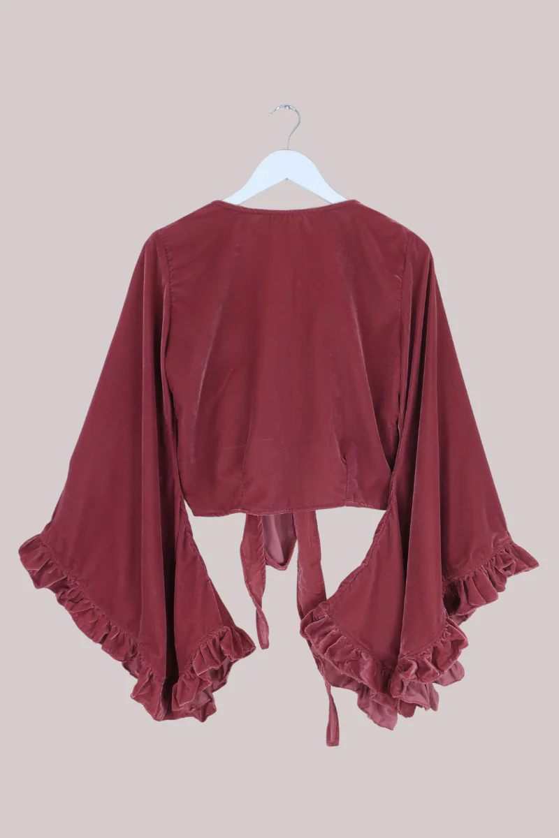 Khroma Venus Wrap Top in Dusty Pink Velvet - Image 4