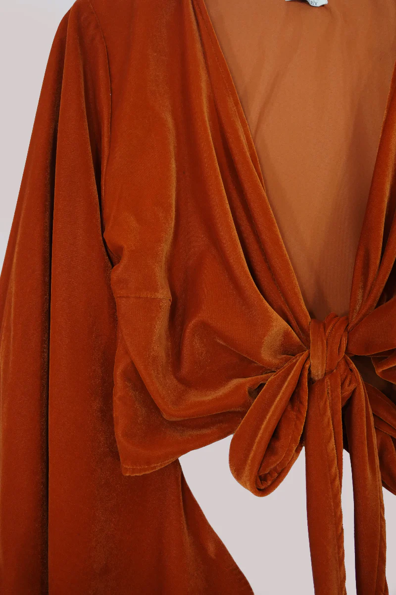 Khroma Venus Wrap Top in Marmalade Yellow Velvet - Image 4