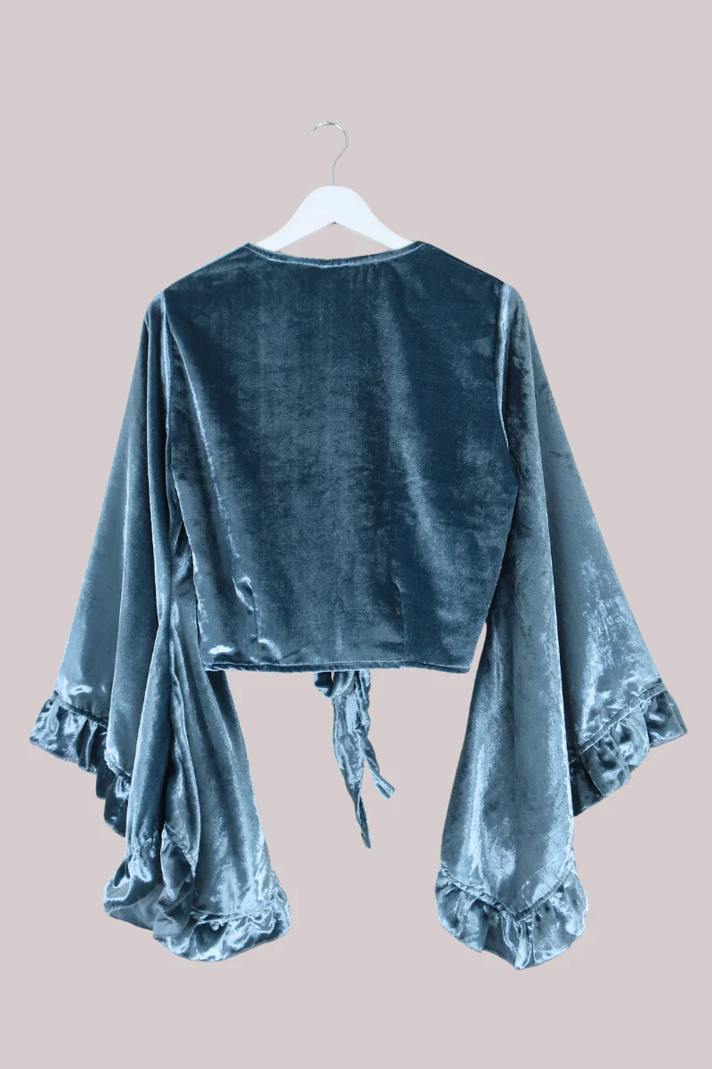 Khroma Venus Wrap Top in Mercury Blue Ice Velvet - Image 4