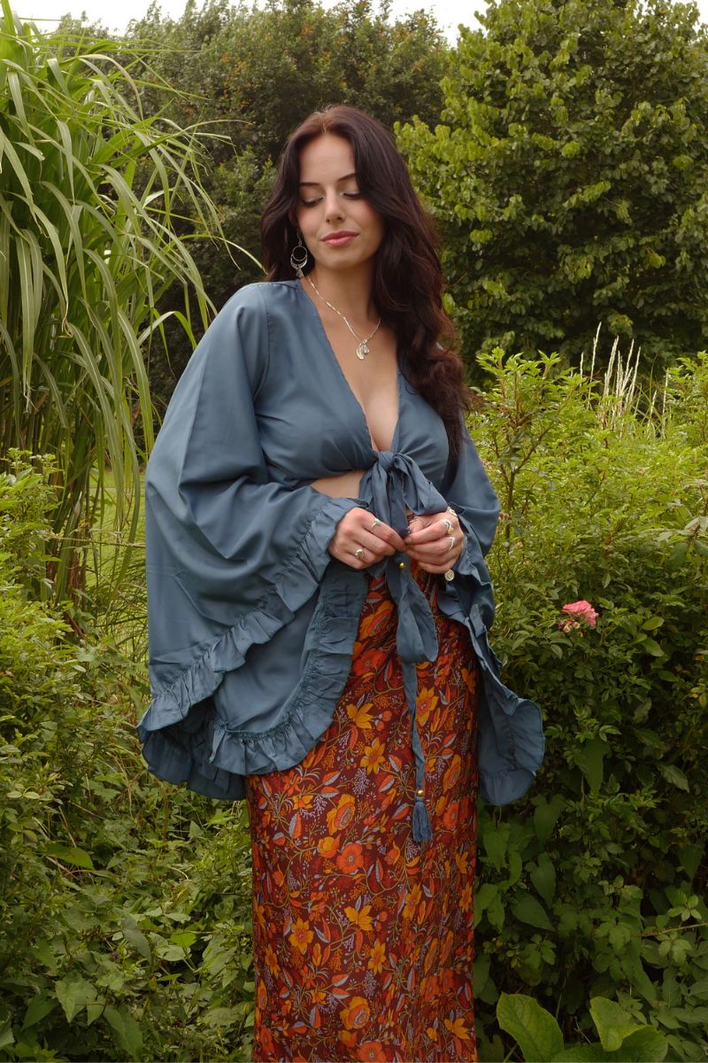 Khroma Venus Wrap Top in Petrol Blue