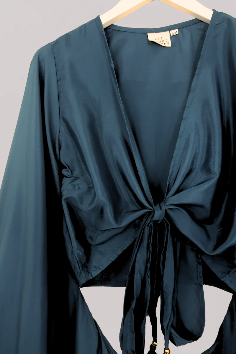 Khroma Venus Wrap Top in Petrol Blue - Image 3
