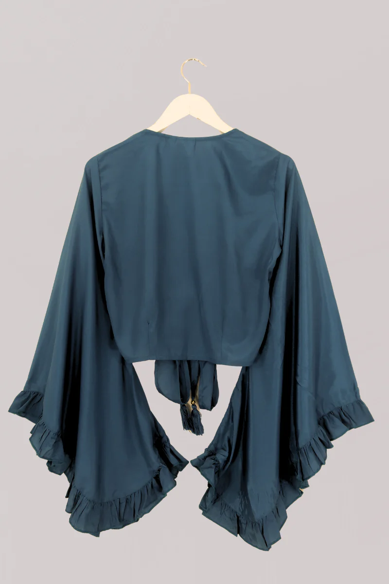 Khroma Venus Wrap Top in Petrol Blue - Image 4