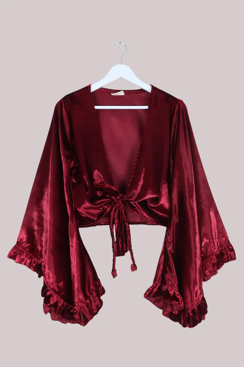 Khroma Venus Wrap Top in Ruby Red Ice Velvet - Image 2