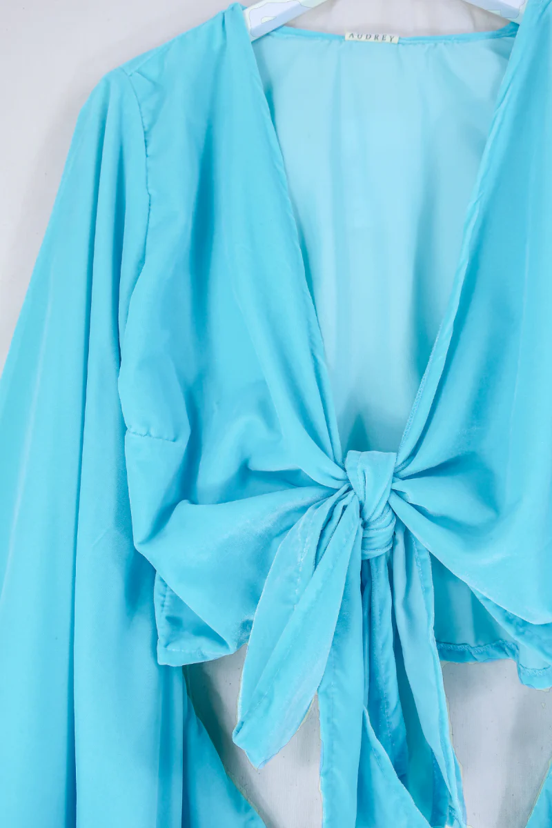 Khroma Venus Wrap Top in Sky Blue Velvet - Image 5