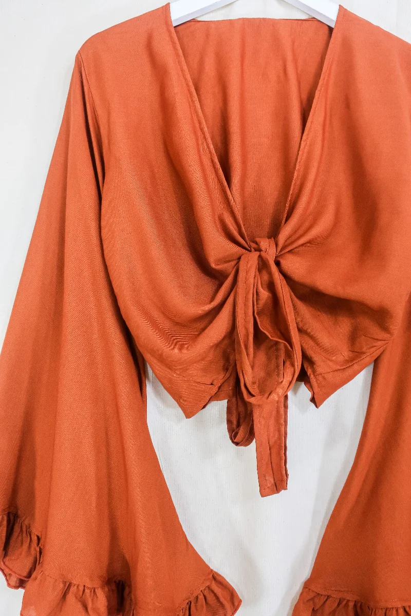 Khroma Venus Wrap Top in Red Clay - Image 3