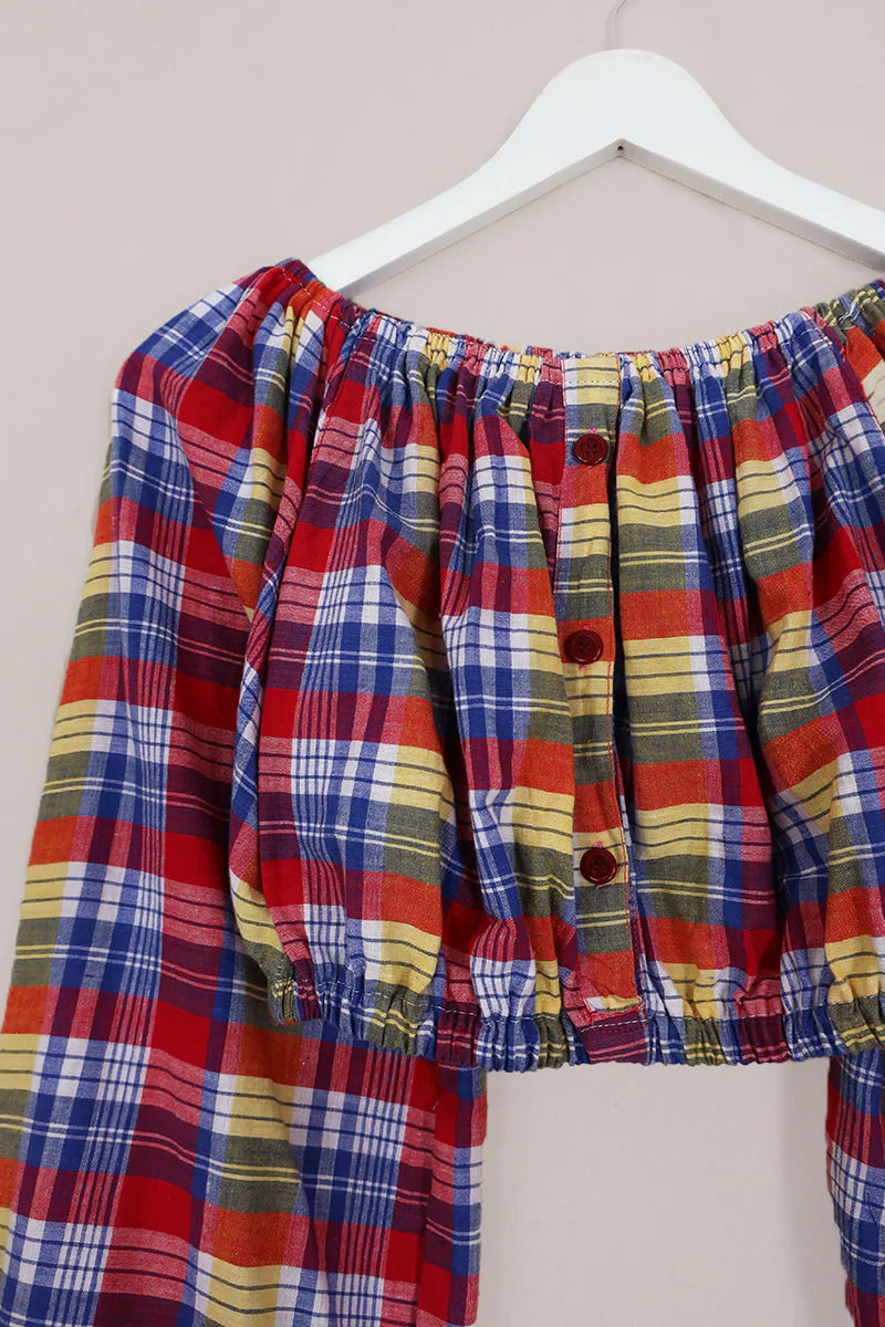 Kitty Reclaimed Crop Top in Farmer's Market Tartan - Free Size S - Image 2