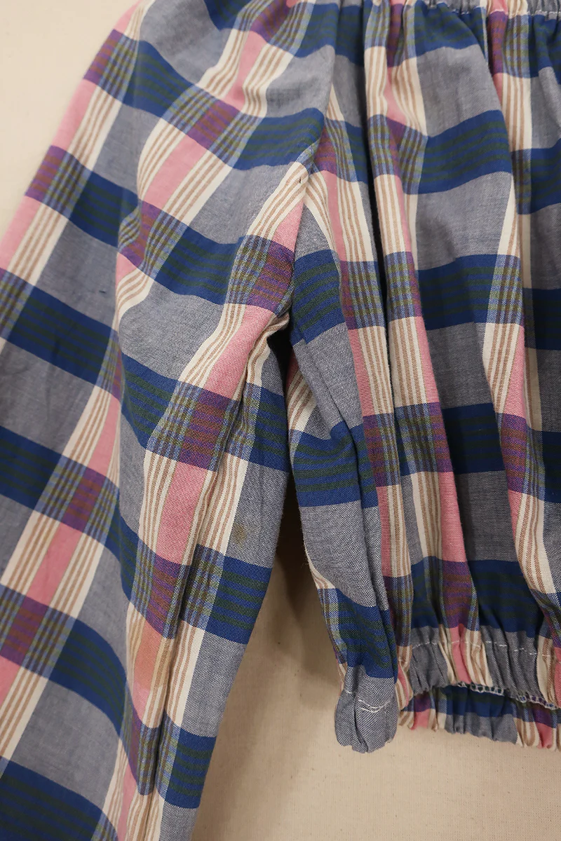 Kitty Reclaimed Crop Top in Baby Pink & Blue Check - Free Size L - Image 4