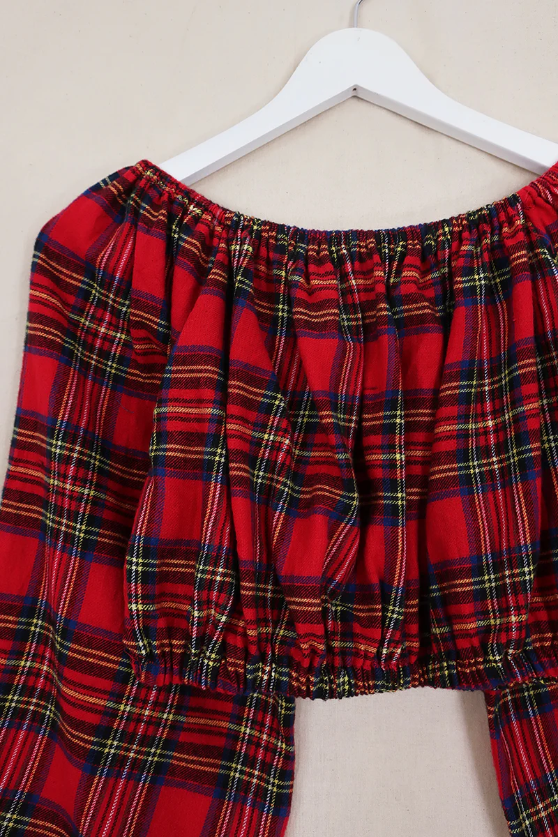 Kitty Reclaimed Crop Top in Dundee Tartan - Free Size L - Image 2